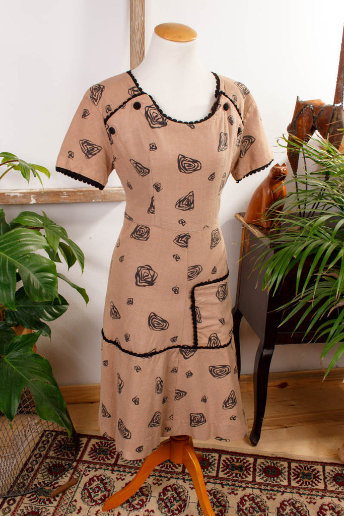 50er Jahre Kleid braun