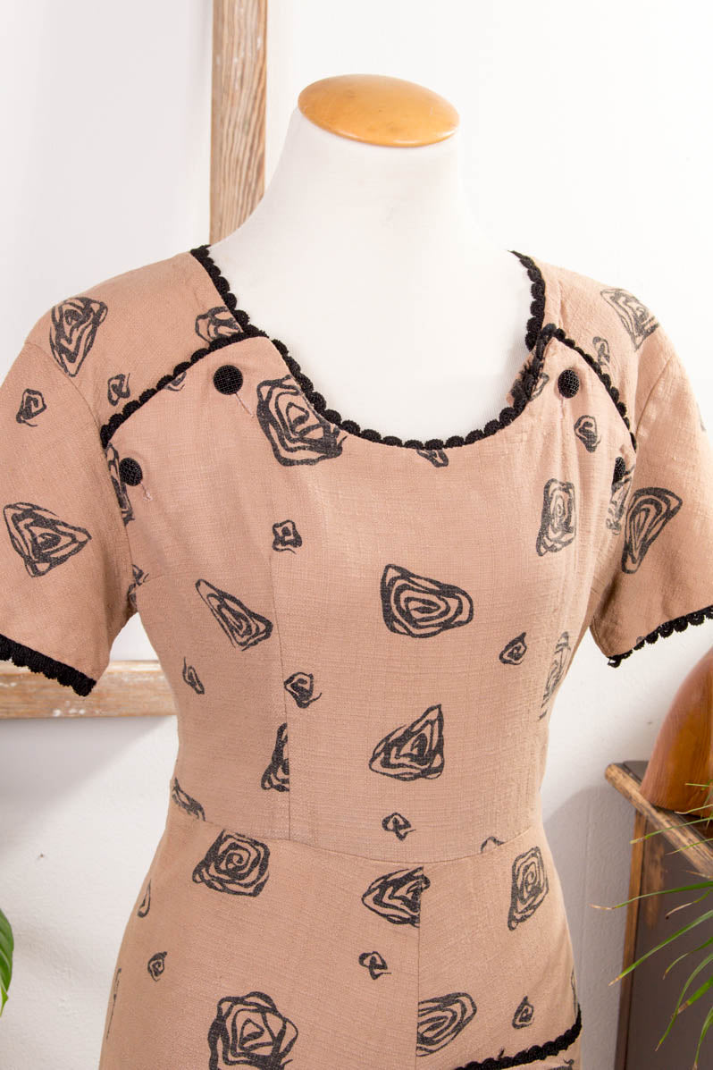 50er Jahre Kleid braun