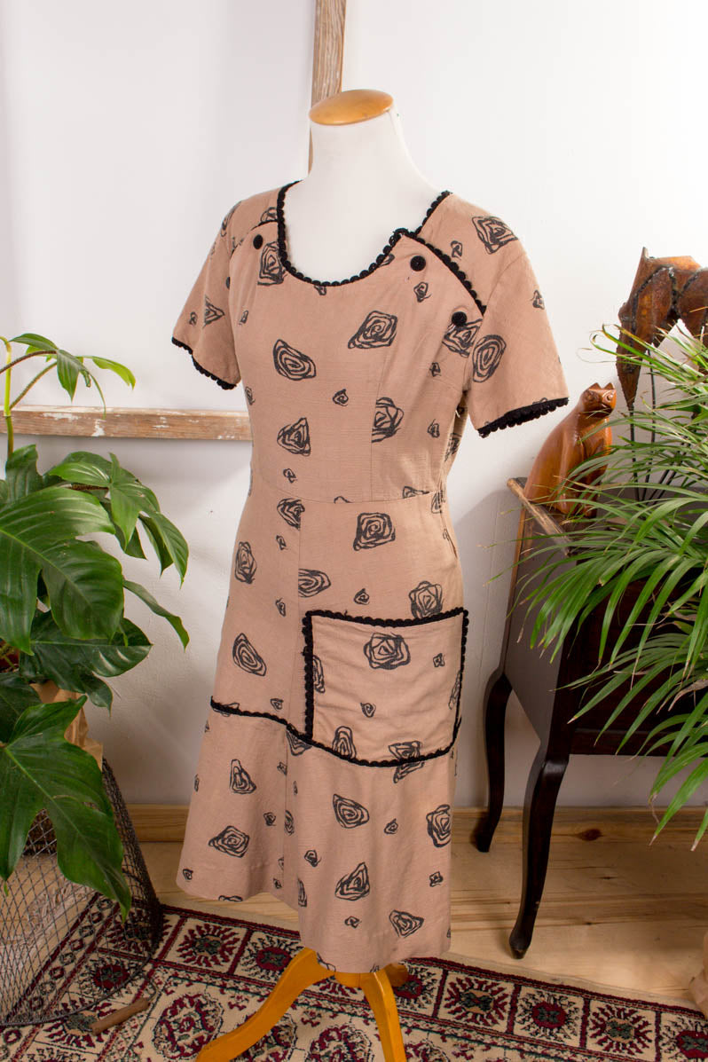 50er Jahre Kleid braun
