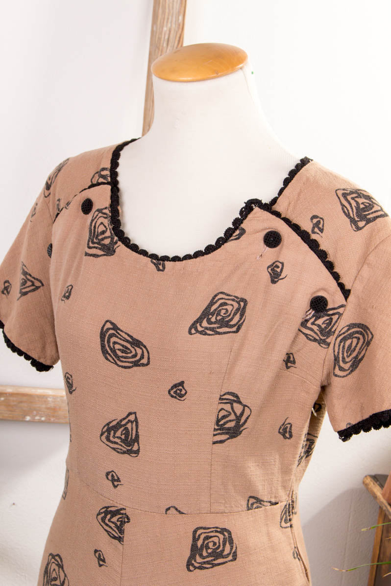 50er Jahre Kleid braun