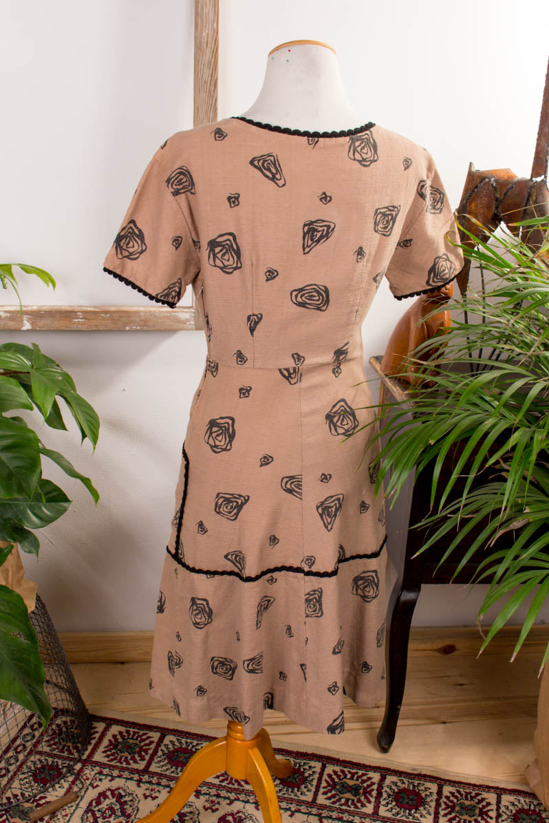 50er Jahre Kleid braun