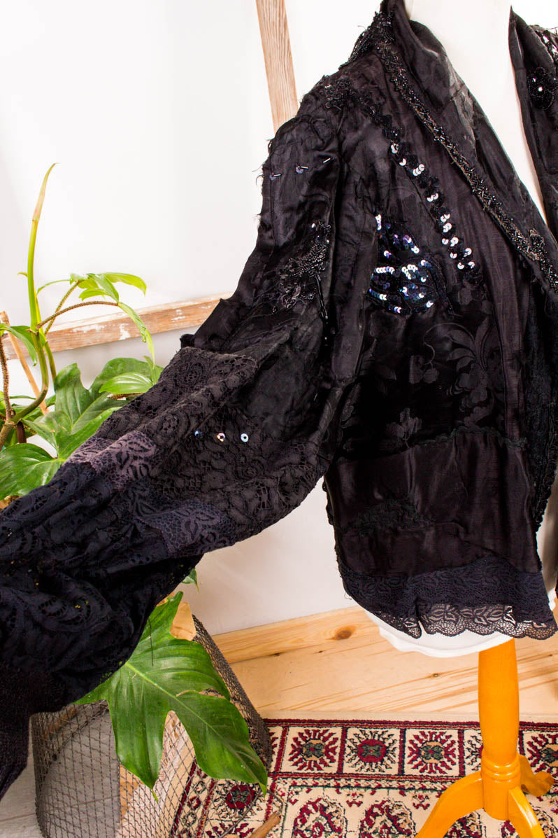 Vintage Patchworkjacke schwarz