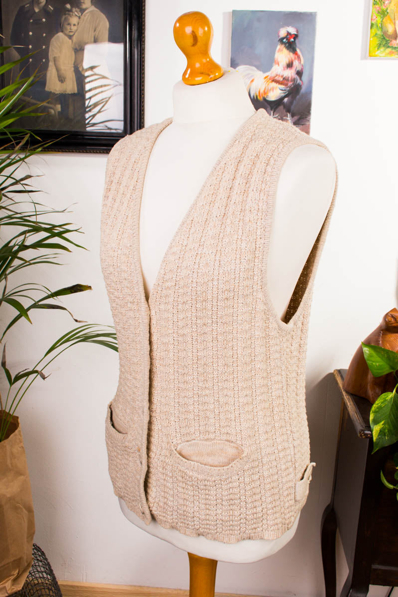 Baumwoll Strickweste beige