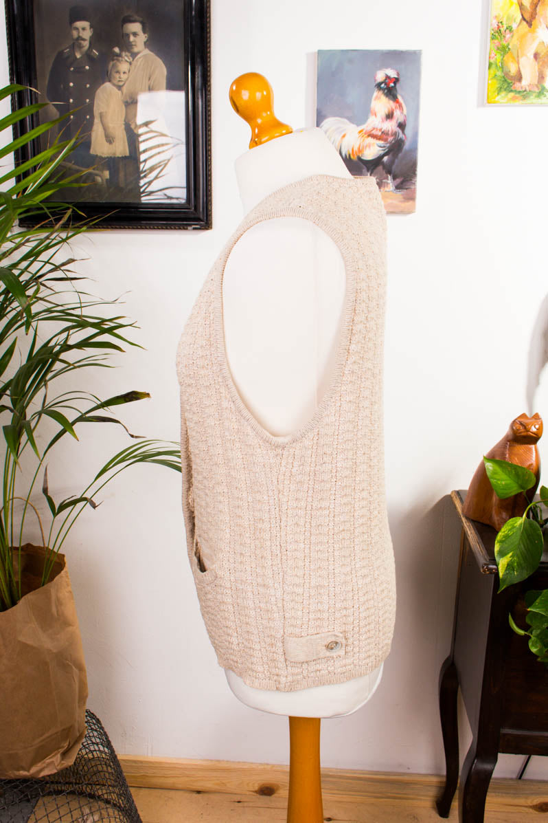 Baumwoll Strickweste beige