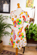 Minikleid bunt gemustert Default Title 60er 70er Disco Frau Hippie real-disco real-schlager S 36-38 Schlager Special weiß vintageberlin.de