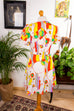 Minikleid bunt gemustert 60er 70er Disco Frau Hippie real-disco real-schlager S 36-38 Schlager Special weiß vintageberlin.de