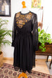 Boho Chiffonkleid schwarz bestickt