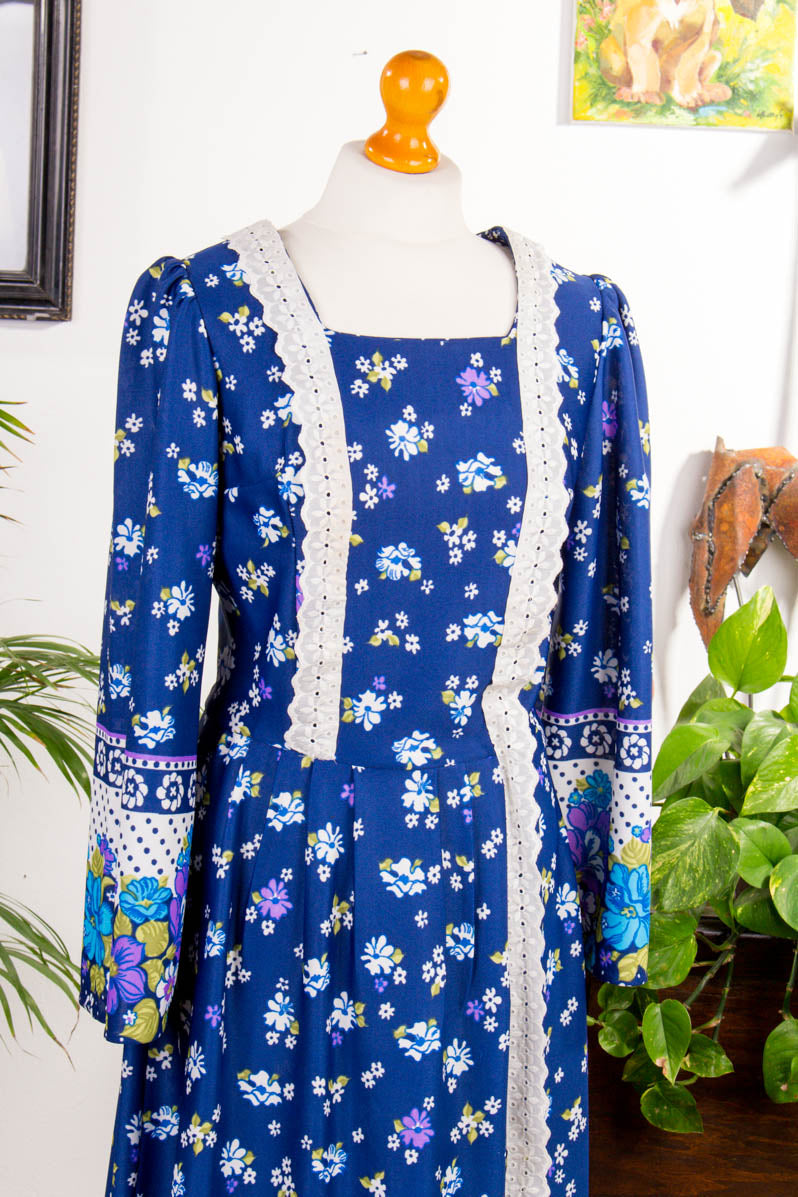 Maxikleid blau Blumen