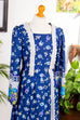 Maxikleid blau Blumen 60er 70er Abendmode blau Boho bunt Disco Frau Hippie M 40-42 real-boho S 36-38 Schlager Special vintageberlin.de