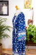 Maxikleid blau Blumen 60er 70er Abendmode blau Boho bunt Disco Frau Hippie M 40-42 real-boho S 36-38 Schlager Special vintageberlin.de