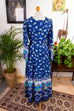 Maxikleid blau Blumen 60er 70er Abendmode blau Boho bunt Disco Frau Hippie M 40-42 real-boho S 36-38 Schlager Special vintageberlin.de