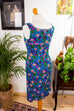 Flower Power Kleid blau bunt 60er 70er blau bunt Disco Frau Hippie Rockabilly S 36-38 Schlager Sekretärin Special vintageberlin.de