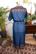 VEB Hippie Kleid blau Muster