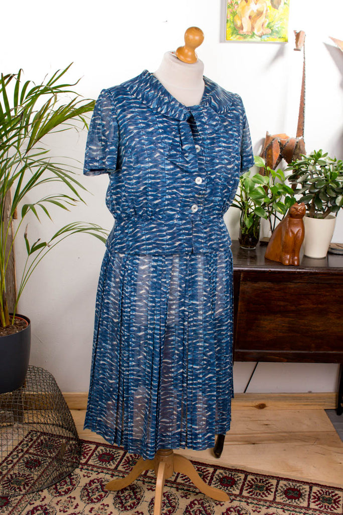 50s Kostüm blau 2tlg