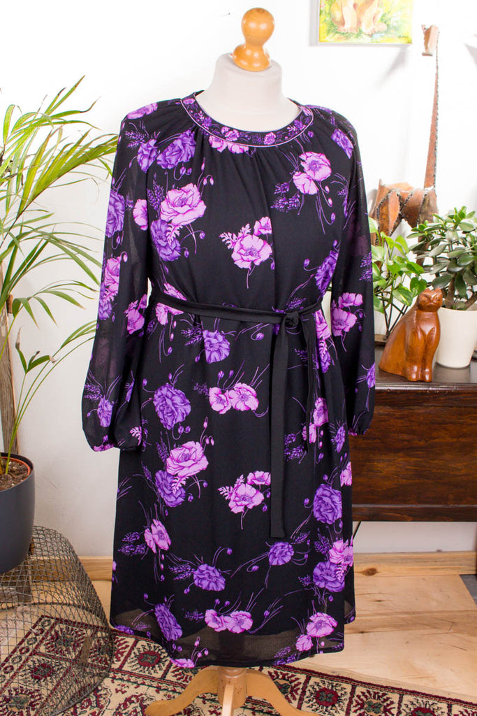 70s Disco Kleid schwarz lila