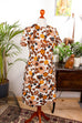 60s Stretchkleid Flower Power Default Title 60er 70er beige braun bunt Disco Frau M 40-42 real-disco Schlager vintageberlin.de