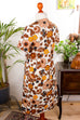 60s Stretchkleid Flower Power 60er 70er beige braun bunt Disco Frau M 40-42 real-disco Schlager vintageberlin.de