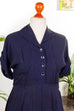 seidiges 40s Kleid dunkelblau Punkte 30er 40er 50er blau Flapper&Charleston Frau M 40-42 real-rockabilly Rockabilly Special vintageberlin.de