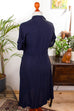 seidiges 40s Kleid dunkelblau Punkte 30er 40er 50er blau Flapper&Charleston Frau M 40-42 real-rockabilly Rockabilly Special vintageberlin.de