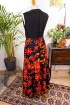 Vintage Maxikleid schwarz orange