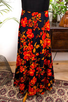 Vintage Maxikleid schwarz orange