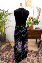 Maxikleid schwarz bunt Samt