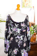 Maxikleid schwarz bunt Blumen 70er 80er Abendmode Boho bunt Frau Hippie real-boho S 36-38 Schlager schwarz vintageberlin.de