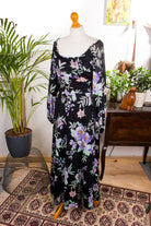 Maxikleid schwarz bunt Blumen