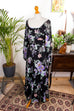Maxikleid schwarz bunt Blumen 70er 80er Abendmode Boho bunt Frau Hippie real-boho S 36-38 Schlager schwarz vintageberlin.de
