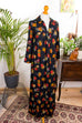 Boho Loungekleid schwarz bunt Blumen 60er 70er Boho bunt Frau Hippie M 40-42 real-boho S 36-38 Schlager schwarz Special vintageberlin.de