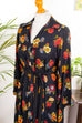 Boho Loungekleid schwarz bunt Blumen 60er 70er Boho bunt Frau Hippie M 40-42 real-boho S 36-38 Schlager schwarz Special vintageberlin.de