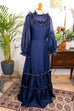 nostalgisches Maxikleid blau Chiffon Default Title 70er blau Boho Frau Gothic S 36-38 Schlager viktorianisch vintageberlin.de