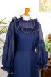 nostalgisches Maxikleid blau Chiffon 70er blau Boho Frau Gothic S 36-38 Schlager viktorianisch vintageberlin.de