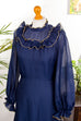 nostalgisches Maxikleid blau Chiffon 70er blau Boho Frau Gothic S 36-38 Schlager viktorianisch vintageberlin.de