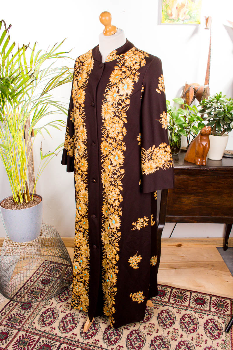Vintage Morgenrock Loungekleid braun