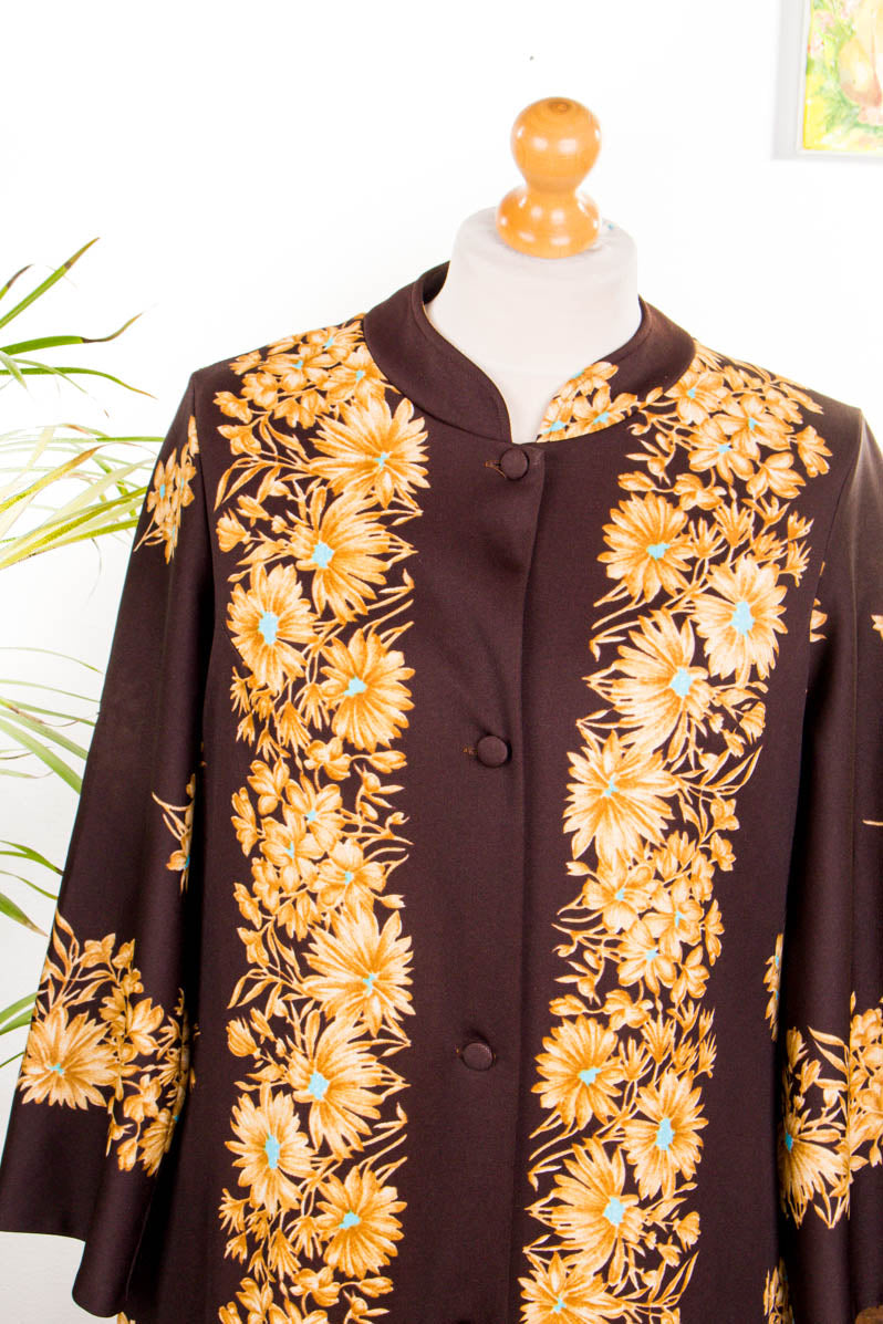 Vintage Morgenrock Loungekleid braun