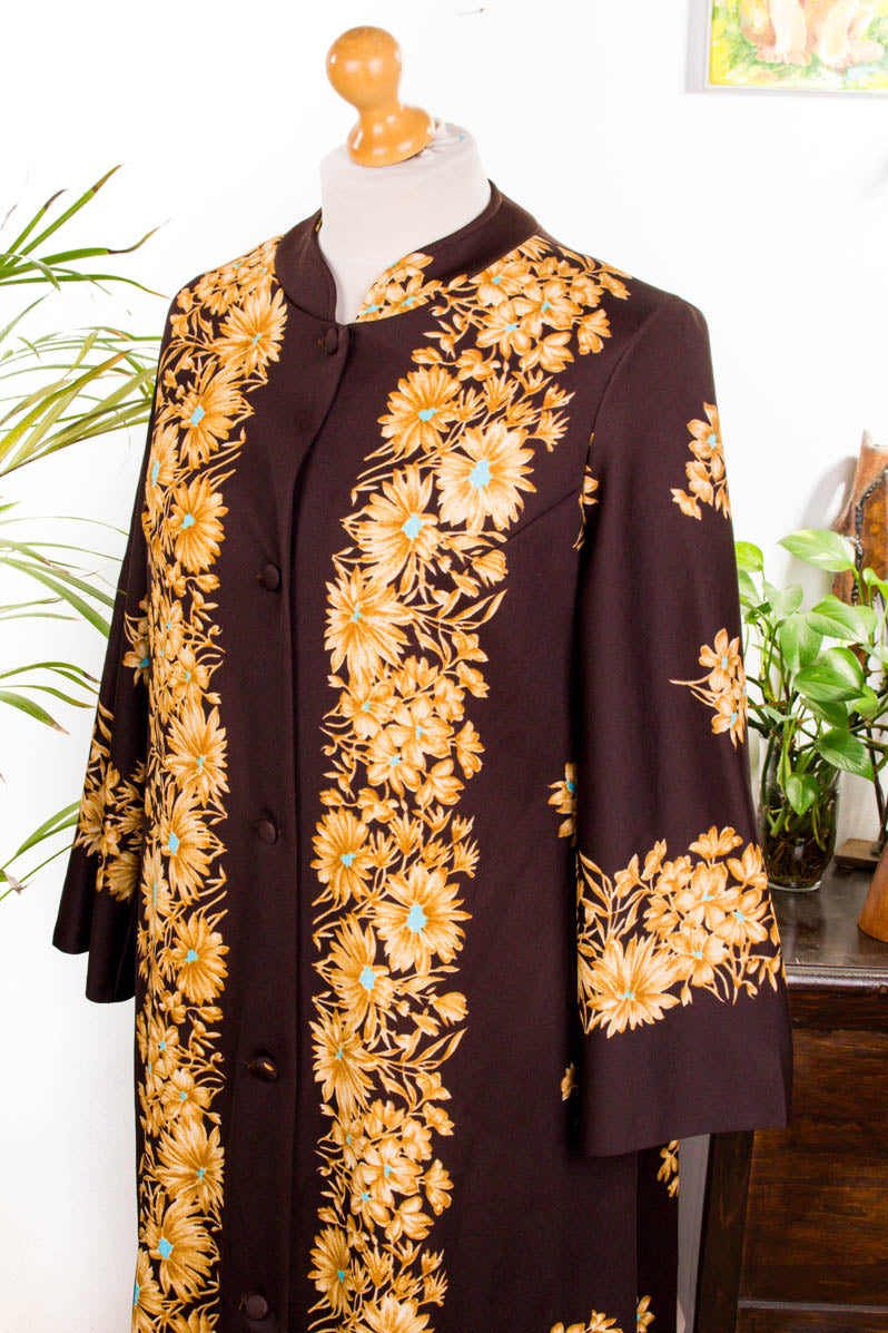Vintage Morgenrock Loungekleid braun