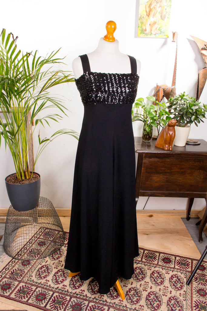 Vintage Abendkleid schwarz Pailletten