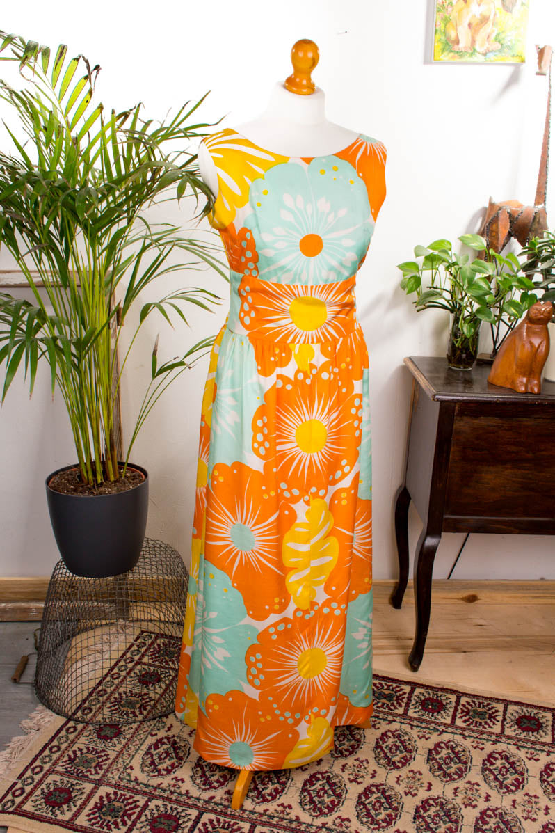 Hippie Seidenkleid Maxikleid bunt
