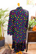 80er Power Dress Punkte 80er blau bunt Frau real-80er S 36-38 Sekretärin vintageberlin.de