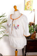 Hippiebluse weiß bestickt 60er 70er Boho bunt Disco Frau Hippie M 40-42 real-boho Schlager Special weiß vintageberlin.de