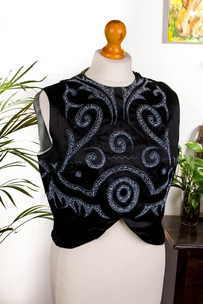 Art Deco Top schwarz bestickt Default Title 20er 30er Abendmode Boho Charleston Flapper&Charleston Frau Gothic M 40-42 S 36-38 schwarz Special vintageberlin.de