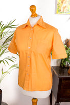 70s Disco Hemd Bluse orange Megakragen