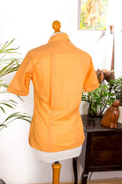 70s Disco Hemd Bluse orange Megakragen