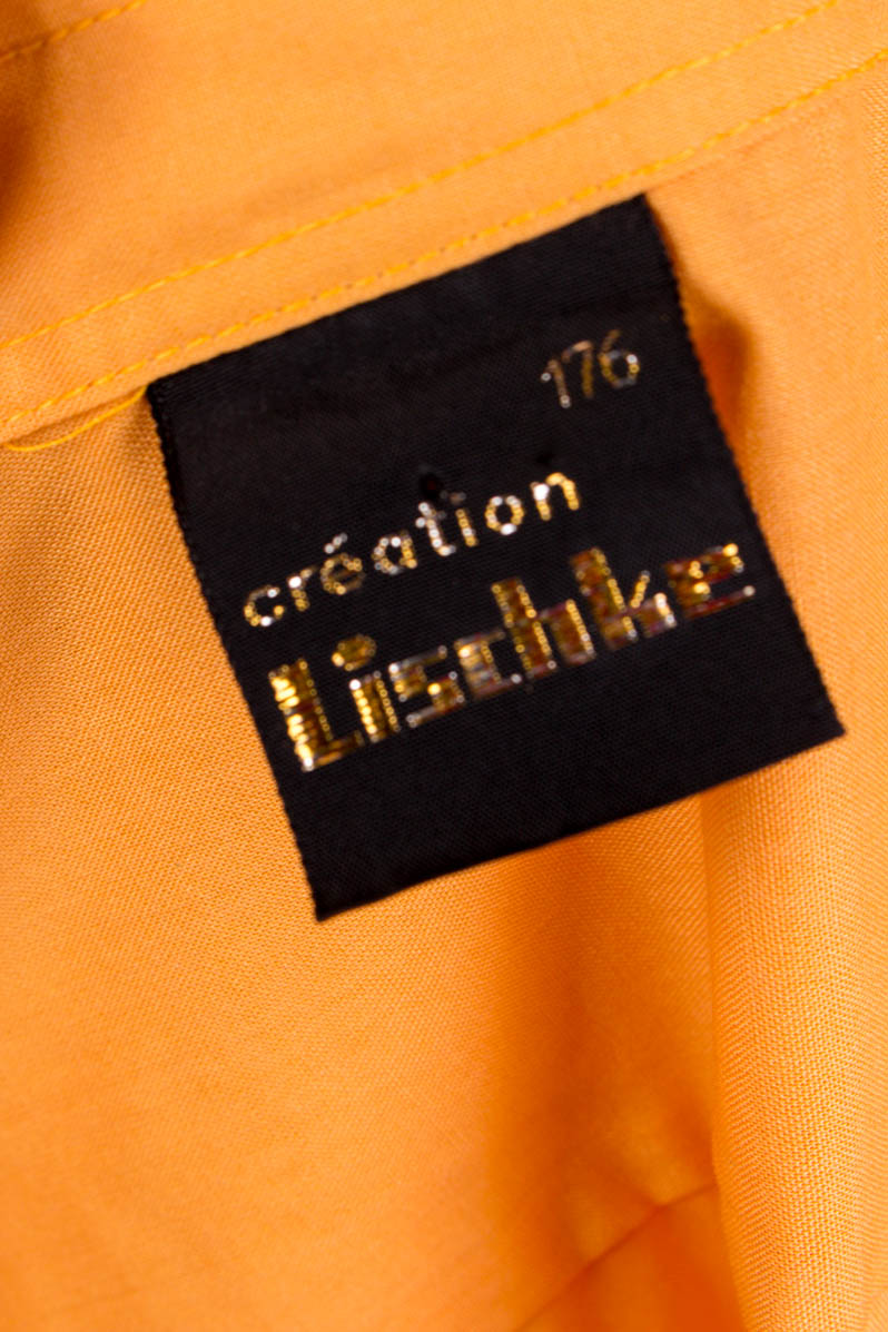 70s Disco Hemd Bluse orange Megakragen