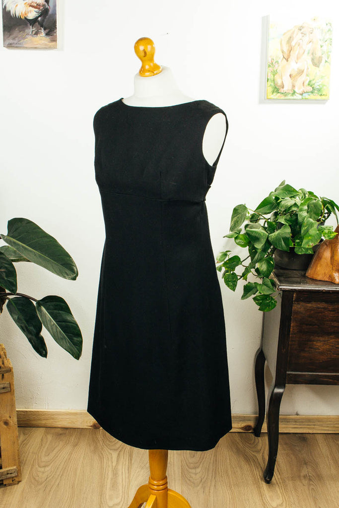 elegantes schwarzes Wollkleid Default Title 50er 60er Abendmode Disco Frau M 40-42 Mod Rockabilly S 36-38 schwarz vintageberlin.de