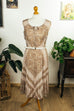 Sommerkleid Falten beige 70er beige Disco Frau M 40-42 S 36-38 Schlager Sekretärin Special vintageberlin.de