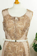 Sommerkleid Falten beige 70er beige Disco Frau M 40-42 S 36-38 Schlager Sekretärin Special vintageberlin.de