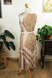 Sommerkleid Falten beige 70er beige Disco Frau M 40-42 S 36-38 Schlager Sekretärin Special vintageberlin.de