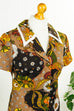 Vintage Schlagerkleid braun Muster 70er braun bunt Disco Frau M 40-42 real-disco Schlager vintageberlin.de